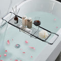 Stainless Steel Bathtub Caddy Tray, Expandable Bath Tub Tray Table, Adjustable Bathroom Tray, Bath Organizer Tub Shelf,Black,26.8~35.4in