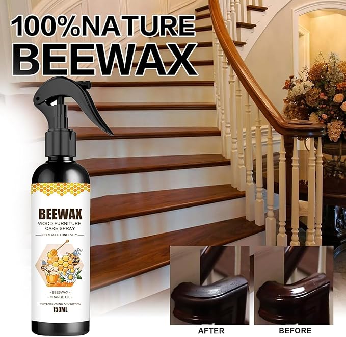 MOODTALK Beeswax Spray Furniture Polish, Wood Cleaner, Wood Floor Polish - For Living Room, Kitchen and Wooden Furniture Floors (Pack of 2) (150 ml)