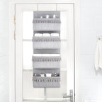 Dahey Over The Door Organizer Boho Nursery Storage Decor Closet Hanging Organizer with Tassels Decoration for Bedroom Nursery Bathroom Apartments Dorm Pantry, 4 Pockets, Grey