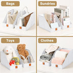 DIMJ Closet Organizers for Purses, Bags & More - Foldable Fabric Cube Storage 6 Pack - White (5.9 x 11.8 x 6.7 in) - Ideal for Shelves, Wardrobe, Bedroom & Office