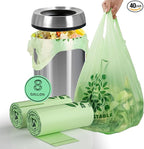 Compostable Trash Bags 8 Gallon with Handle, 30 Liter, 40 Count, AYOTEE Composting Garbage Bags 8 Gallon for Kitchen Food Scrap, Waste Basket Bag，Unscented Medium Trash Can Liners for Office