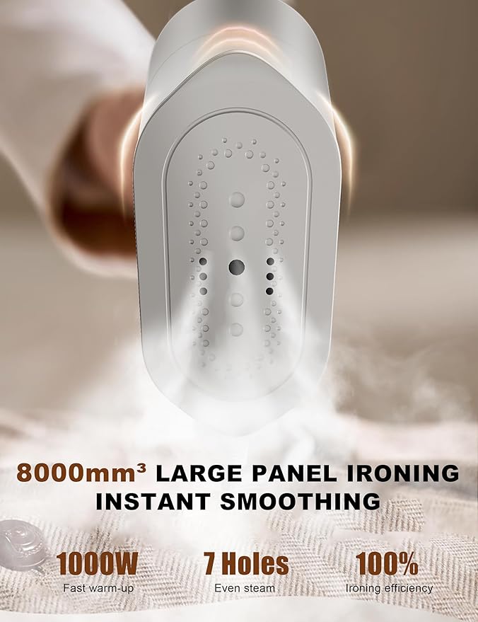 KopBeau Steamer for Clothes,2-in-1 Clothes Steamer & Iron for Wrinkles Remover,NTC Precision Ironing Protects Clothes,14 Min of Continuous Steam,1000W Travel Steamer for Travel and Home Use,Grey