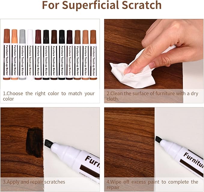 Furniture Repair Kit Wood Markers - Markers and Wax Sticks for Stains, Scratches, Wood Floors, Tables, Desks, Carpenters, Bedposts, Touch Ups, and Cover Ups (25)