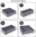 8 Pack Dresser Drawer Organizer Clothes Underwear Sock Storage Drawer Dividers Grey Foldable Closet Organizer Storage Box