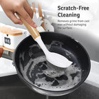 Bamboo Dish Brush with Handle – Wooden Scrub Brush for Cast Iron, Sink, Pots & Dishes – Kitchen Dish Washing Brush with Nylon Bristles – Durable Dish Scrubber for Cleaning