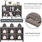 FATORRI Rustic 6 Cube Storage Organizer with Shelf, Wood and Metal Cubby Bookcase, Industrial Horizontal Bookshelf for Living Room, Home Office (Walnut Brown, 47 Inch)