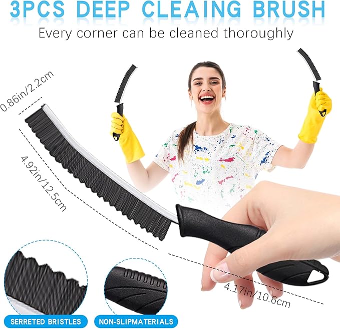 Hard Bristle Crevice Cleaning Brushes for Household Use - 2025 New Thin Scrub Brush Set, Small Cleaning Tool for Narrow Spaces, Kitchen,Toilet, Bathroom,Window, Faucets, Car Gaps (Model 1)