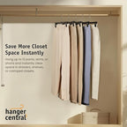 Hanger Central 12 Pack Pants Hangers – 12 Inch Slim Plastic Clothes Hangers with Clips for Skirts, Pants, Shorts – Space Saving Heavy Duty Closet Organizer with Non Slip Grip & Swivel Hook – Black