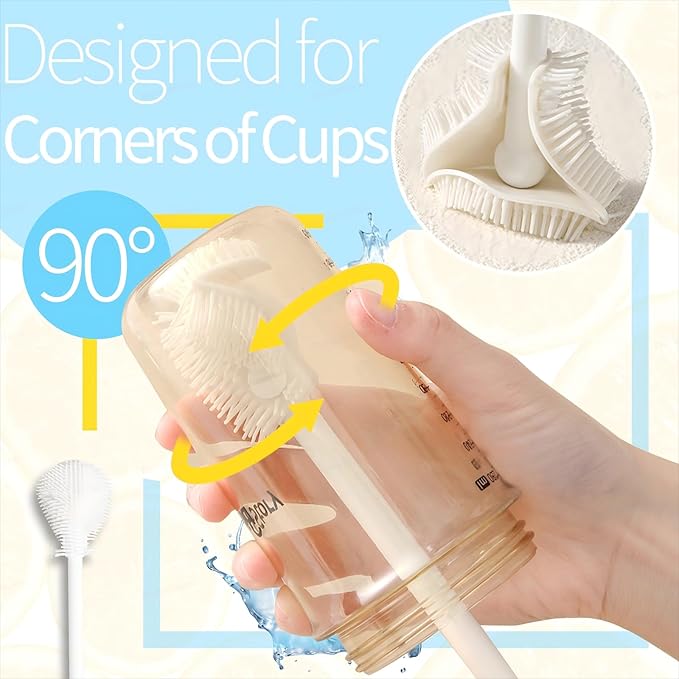 8Pcs Water Bottle Cleaner Brush - Multipurpose Cup Cleaner Kit with Long Nylon Straw Brush Long Handle Silicone Bottles Cleaning for Tumbler, Sports Water Bottle, Wine Glass