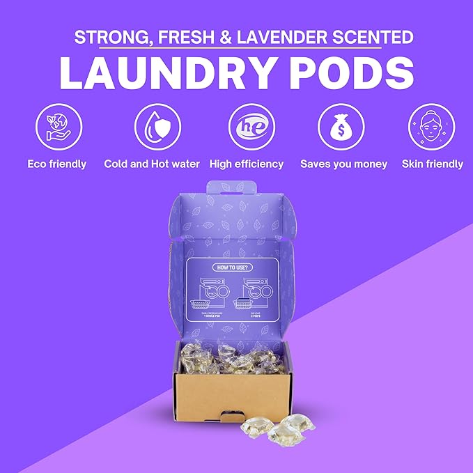 Greenseedz Laundry Pods, Fresh Lavender Scent, 32 Pacs, Eco Friendly, Powerful Clean, Skin Friendly, Biodegradable, HE Compatible