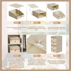 Closet Organizers and Storage 4-Pack Large Storage Bins with Drawers Stackable Fabric Clothes Organizers Storage Box Collapsible Closet Drawers Organizer (Beige, 21L*4)