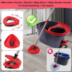 Mop Heads Replacements Complete Combo for O-Ceda,4Pcs White Machine Washable Microfiber Spin Mop Refills Replace Heads,1 Scrub Brushs,1 Base,1 Set Handle,Spin Mop Replacements for Tub and Tile