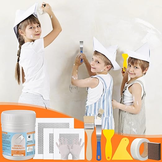 Dry Wall Patch Repair Kit, 22OZ Spackle Wall Repair Paste White Putty with Scraper Mesh Tape, Drywall Hole Repair Patch Kits for Wall Surface Fill Quick & Sheetrock Ceiling Crack Damage Mending