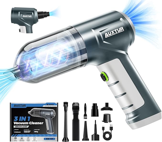 Car Vacuum Cleaner Portable Cordless 15000PA Brushless Motor|Handheld Vacuum Rechargeable 5200mAh Mini Car Vacuum with Super Endurance for Home and Desktop,SW101GREY