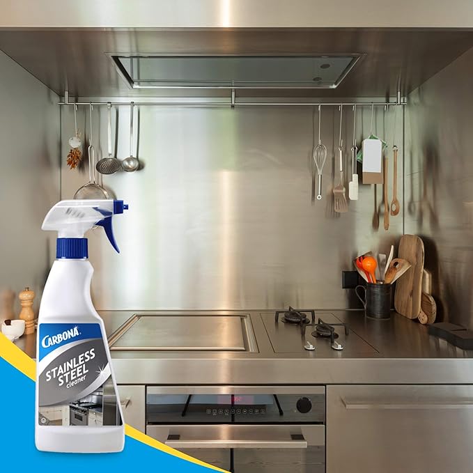 Carbona Stainless Steel Cleaner | Streak Free Formula | For Refrigerators, Sinks, & Dishwashers |16.8 Fl Oz Each, 3 Pack