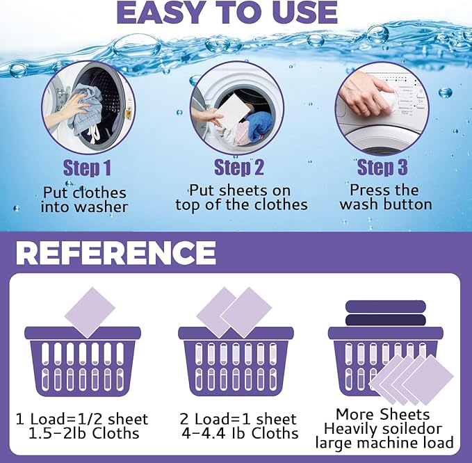CROS 60 Loads Laundry Detergent Sheets Fresh Lavender Scent, for Travel, Home, Apartment,Dorm, Laundry Detergent Strips Eco Friendly, Hypoallergenic, Liquidless Washing Supplies