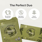 Grab Green Stoneworks Laundry Detergent Pods and Dryer Sheet Bundle, 50 Count Pods and 80 Dryer Sheets, Olive Leaf Scent, Plant and Mineral Based Laundry Care Set