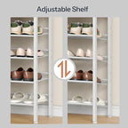 HOOBRO Shoe Rack for Entryway, 5-Tier Shoe Organizer with Adjustable Mesh Shelves, 12-16 Pairs of Shoes, Spacious Floor Mount, Metal, Industrial, Shoe Shelf for Closet, Natural and White WN12XJ01