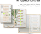 4NM No-Assembly 6 Tiers Folding Bookshelf Storage Shelves Vintage Bookcase Standing Racks Study Organizer Home Office (Natural White)