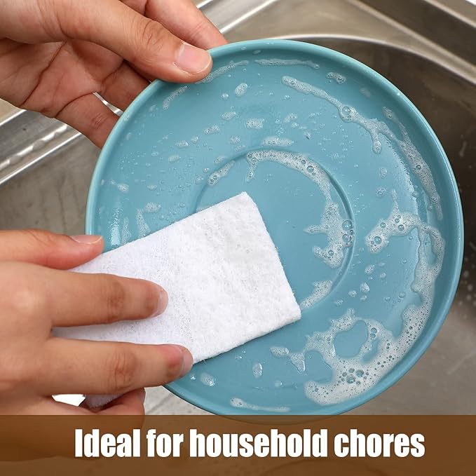 Hoolerry 40 Pcs White Scrub Pads Light Duty Scouring Non Woven Pad Non Scratch Abrasive Hand Multipurpose Scouring Sponge Multi Surface Scrubber Pads for Cleaning Polishing Home(6 x 9 Inch,White)