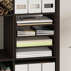 Furinno Cubicle 3-Shelf File Organizer Cube Insert (Does not fit IKEA Kallax Shelving), Black Dark Oak