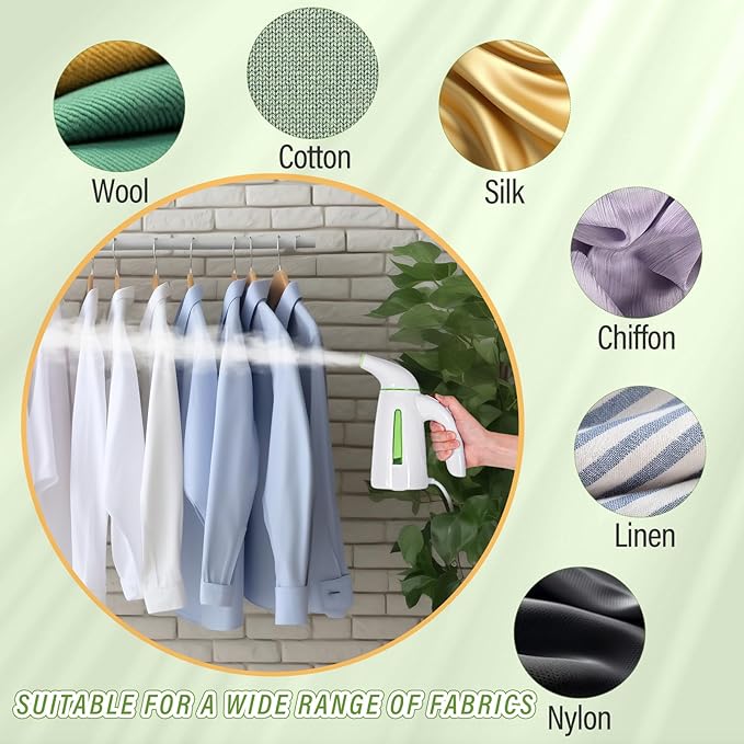 OGHom Steamer for Clothes,Portable Handheld Travel Steamer,300ml Large Capacity,950W,30 Second Fast Heat Up Garment Steamer (Light Green)