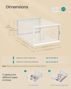 SONGMICS Stackable Shoe Boxes, Foldable Shoe Storage Organizers, Ventilated, for Max. Men's Shoes US Size 9 or Women's Shoes US Size 11, Sneakers, Set of 12, Transparent and White ULSP106W12V2
