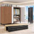 Heavy Duty Covered Clothes Rack with Magnetic Door Foldable Portable Wardrobe Closet for Hanging Clothing Rolling Black Metal Garment Rack on Wheels Closet System (Dragon Sandalwood, 70.89in)