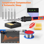 Soldering Iron Kit, 120W LED Digital Advanced Solder Iron Soldering Gun kit, 110V Welding Tools, Smart Temperature Control [356℉-932℉], Extra 5pcs Tips, Auto Sleep, Temp Calibration, Orange