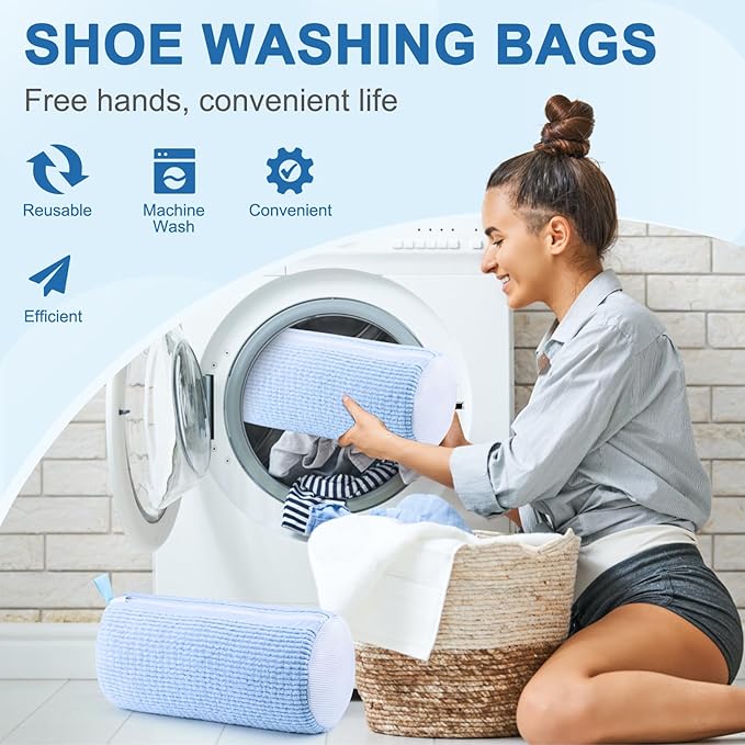 Shoe Washing Machine Bag,Shoe Laundry Bags for Sneakers, Reusable Shoe Cleaning Bag for All Shoe Sizes