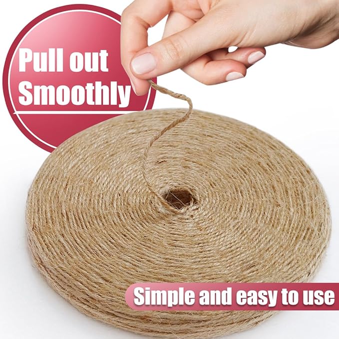 PerkHomy 800 Feet (2Pcs * 400Feet) Garden Twine Strong Natural Jute Long Brown Twine for Gardening Tomato Climbing Plant Tie Floristry Crafts Gift Wrapping Packing Decor