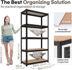 HOMEDANT House Black 5-Tier Laminated Metal Shelving Unit Adjustable Storage Utility Rack Heavy Duty Shelves Organization Shelf Kitchen Garage Pantry Closet 4Pack