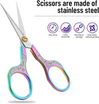 Professional Embroidery Scissors 5 Inch - Surgical-Grade Stainless Steel Blades & Engraved Handles with Leather Sheath for Precision Sewing, Crafting