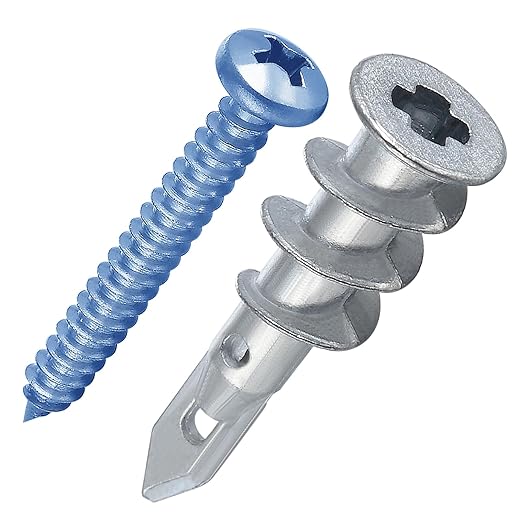 200pcs #8 Self Drilling Zinc Alloy Anchors, Metal Wall Anchors with Screws Wall Anchors,100PCS Wall Anchor and 100PCS Screws for Drywall, 75LB Hanging and Mounting