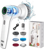Electric Spin Scrubber, Cordless Shower Scrubber Handheld Electric Spin Scrubber for Cleaning with Display IPX7 Waterproof, Electric Cleaning Brush with 7 Replaceable Heads for Kitchen Tub Tile Sink