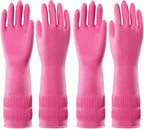 PACIFIC 2 Pairs Reusable Rubber Gloves for Washing Dishes and Cleaning Tasks, Water Resistant Household Gloves for Kitchen Bathroom, Grippy Latex Dish Washing, Pink, Large