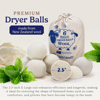 Handy Laundry Wool Dryer Balls - 2.5 Inch - Natural Fabric Softener, Reusable, Reduces Clothing Wrinkles and Saves Drying Time, Better Alternative to Plastic Balls and Liquid Softener (6-Pack)