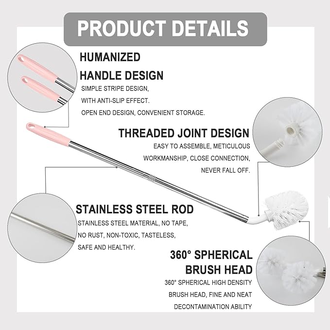 Stainless Steel Water Bucket Bottle Brush, Long Handle Scrubbing Brush, Suitable for Cleaning 1 to 5 Gallon Buckets, 25 in