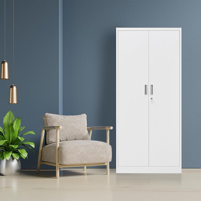 Storage Cabinet, 72 Inch Tall Metal Storage Cabinet with Doors and Shelves,Heavy Duty Metal Cabinet, Pantry Cabinets for Kitchen Storage, Garage Cabinet for Living, Dining Room