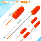 Tanlade 12 Pcs Microfiber Feather Duster for Cleaning 13-31 Inch Extendable Cobweb Dusters Ceiling Fan Duster Washable Bendable Tool for Office Car Window Furniture (Orange)