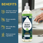 Puracy Natural Dish Soap Packs - Skin-Softening Plant-Based Dishwashing Soap, Non-Toxic Dish Soap, Organic Liquid Dishwashing Detergent Soap (Organic Lemongrass, 16 fl oz, 3 Pack)