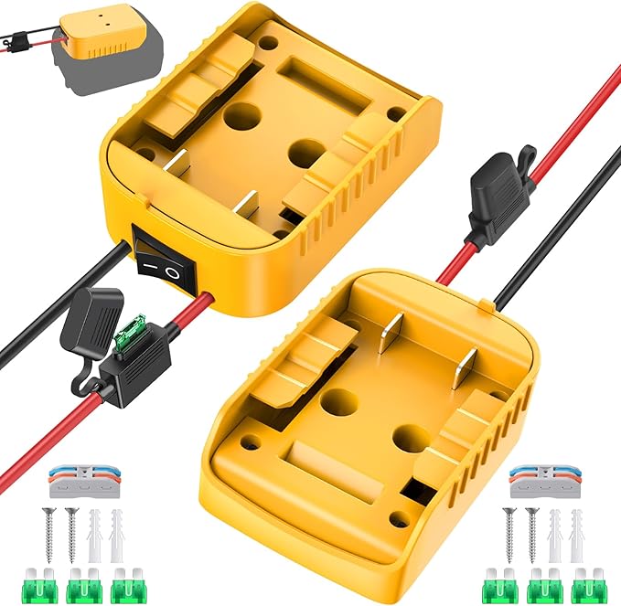 2 Packs for Power Wheel Adapter Compatible with Dewalt 20V Battery, Power Conversion Kit for DIY RC Toy Car, Ride On Truck, Power Tool, Battery Connector with Switch & Fuse, 12AWG Wire, Wire Terminal