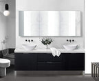 Krugg 72 Inch Tri-View Medicine Cabinet | Recess or Surface Mount | Blum Hinge 170 Degree Soft Close | (72"x30")
