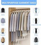 Garment Bags for Hanging Clothes 24'' x 48'' (Set of 12) Coat Covers for Closet Foldable Washable Dress Bags for Hanging Clothes for Long Dress Dance Costumes Suits Gowns Coats