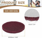HARFINGTON 16pcs Scrubber Scouring Pads 400 Grits 4 Inch Drill Power Brush Hoop and Loop Surface Conditioning Disc Drill Scuffing Disc Scrub Pads for Home Kitchen Cleaning, Red