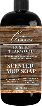 Lapew Rustic Teakwood Scented Mop Soap - Luxury Floor Cleaner Concentrate for Mopping Tile, Laminate, Vinyl & Hardwood | Streak-Free, Low-Foam | 36 oz