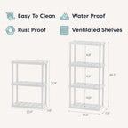 IRIS USA 4-Shelf Light Duty Plastic Storage Shelves, 200lb Capacity, 48" H x 24" W x 12" D, Medium Modular Shelving Unit Storage Organizer for Bathroom, Laundry, Garage & Home, Storage Rack - White