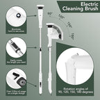 Electric Power Spin Scrubber - Cordless Cleaning Brush with 7 Replaceable Brush Heads - 3 Speed with Flashlight - Adjustable and Extendable for Cleaning Tile Grout Bathtub Window Kitchen Floor