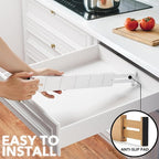 SpaceAid Bamboo Drawer Dividers with Inserts and Labels, Kitchen Adjustable Drawer Organizers, Expandable Organization for Home, Office, Dressers, 7 Dividers with 15 Inserts (17"-22" White)