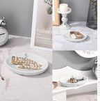 Shinowa Soap Dish, Resin Soap Saver Sponge Dish Tray Mini Storage Tray for Bathroom Bedroom Vanity Table Kitchen Counter-Top Organization, Gravel White